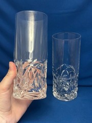 TIFFANY & CO. CRYSTAL, ROCK CUT- PAIR OF HIGHBALL GLASSES 6.5» GREAT CONDITION