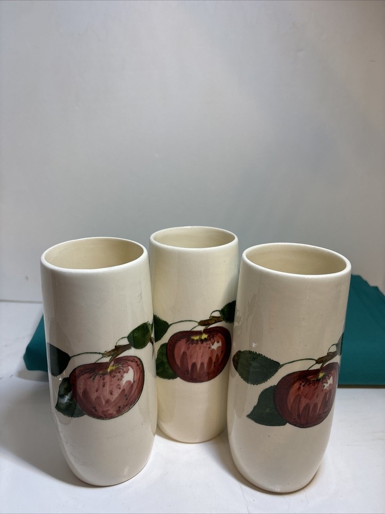 Vintage Franciscan Apple Blossom Drinking Glass Tumblers Set Of 3 Earthenware
