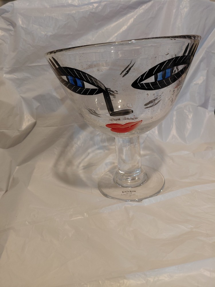 Ulrica Hydman Vallien Kosta Boda“Open Minds”Martini Glass Goblet~Original Labels