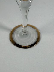 Vintage Clear Glass Gold Rim Cordial Liqueur Glass Applied Gold Orb Stem