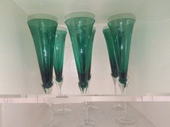 Lenox Set of 6 Holiday Gems Emerald Fluted Toasting Champagne Flutes Long Stem