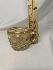 Peach Iridescent Orange McKee Carnival Glass Punch Cup Vintage Swirling Star
