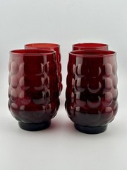Vintage Bubble Ruby Red Anchor Hocking 4 ½» Tumblers Set of 4 Made in the USA