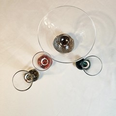 Vintage MCM Multi-Color Controlled Bubble Ball Base Barware Lot of 4