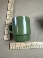 Vintage Fire King Green Coffee Mugs Set Of 2 Anchor Hocking USA Jadeite Glass