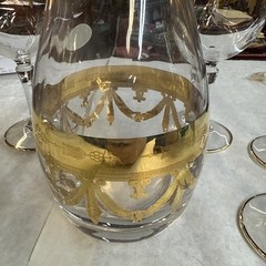 Mint Set of 6 Cristallerie Italian Gold Encrusted Crystal Goblets With decanter