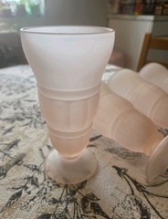 Frosted Pink Ice Cream Sundae Tumbler Glass Set Of 4