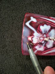 Rare Northwood Daffodils Opalescent Glass Cranberry Tumbler Victorian Antique