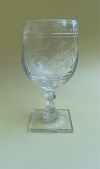 Thomas Webb Engraved Coal Tit Bird Crystal Drinking Glass Goblet ENGLAND