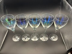 Bohemia Iridescent Crystal White Wine Glasses Long Stem – Set of 5
