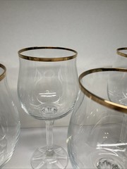 Geneve 6 pack wine Goblets – 12oz – Bohemia Fine Lead Crystal – Gold Rimmed