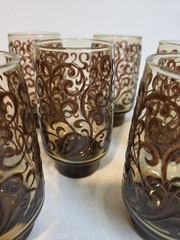 Vintage 1970’s Libbey Prado Tumblers Glasses in a Set of 7 Scroll Pattern