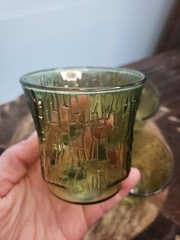 Set 4 Vintage Anchor Hocking PAGODA Avocado Green Rocks Glasses / Juice Glasses