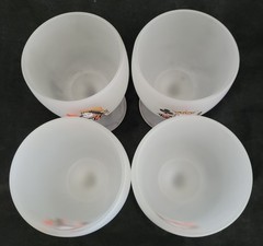Set 4 Vtg MCM Frosted Glass Playing Cards Stemmed Glass Goblets Barware 14 Oz.
