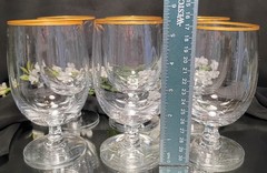 6 Vintage Fostoria CLASSIC GOLD Rim Crystal Water /Iced Tea/Beverage Glasses Set