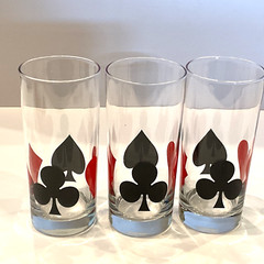 3 VTG Libbey Suits Cards Diamond, Club, Heart, Spade Barware Glasses Tumblers