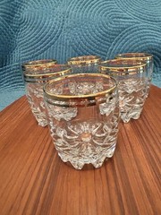 Crystal Rocks Glasses W Double Gold Ring Rim