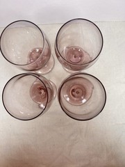 Vintage Libbey Wine Glasses Water Goblets Pink Stemmed Premiere Plum Set of 4