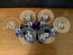 WMF Cristal Cabinet Cobalt Blue Cut to Clear Sherry Stems Set of 6, 1970s