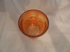 Antique Fenton Carnival Glass Tumbler Water Lillies Cattails Marigold EX COND