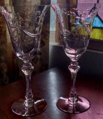 2) Franciscan TIFFIN JUNE BEAU WATER GOBLETS or Large Wine Glasses 8.25″ EXC.