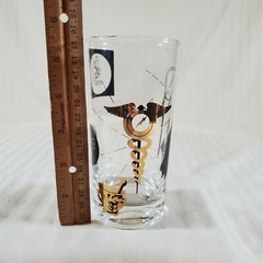 6 Custom MCM Glass 24k Gold Filigree Medical Doctor Themed Cocktail Glasses 7″