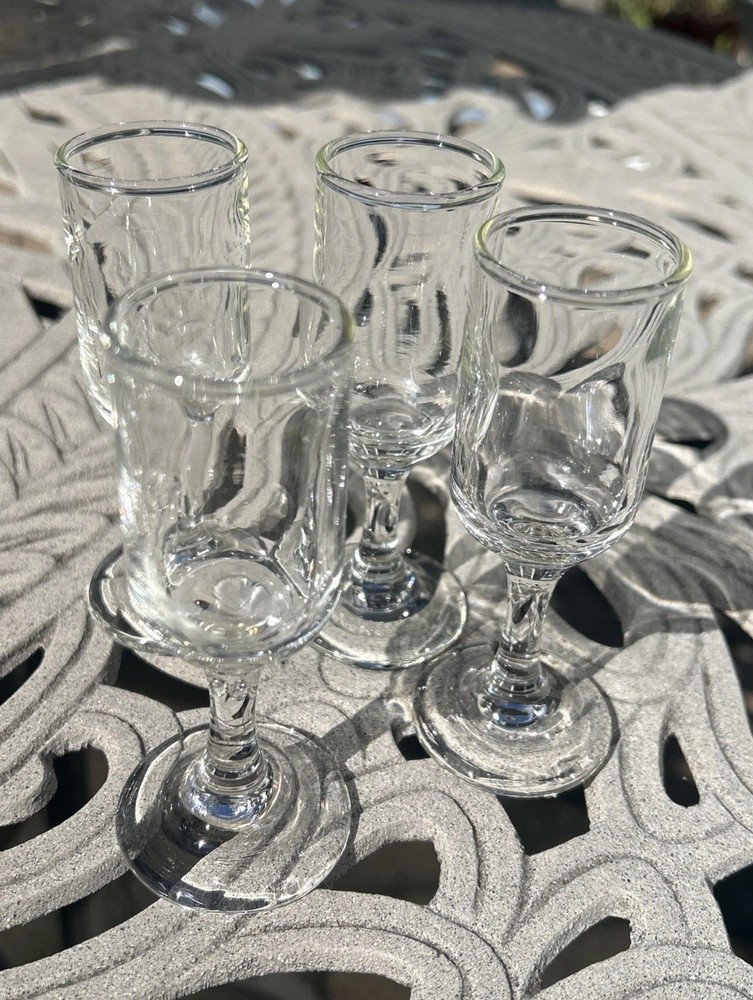Vintage Libbey Glass~Mr. Pro Stemmed Mini Clear Cordial Glasses 1 Oz (Set of 4)
