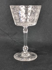 VTG KOSTA BODA CRYSTAL Wine GLASS Cut LEAF Floral DESIGN Octagon STEM 7 Avail.