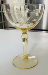 1 Vintage Yellow Lancaster Etched Optic Crystal Stemware – 5 3/4″h