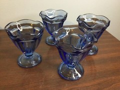 Anchor Hocking Blue Tulip Ice Cream Sundae Dessert Parfait Glass Cups Set Of 4