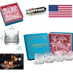 Vintage Art Deco Lowball Cocktail Glasses Set of 4 9 oz Crystal Tumblers