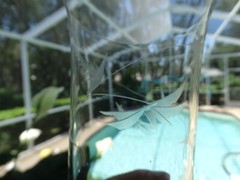 4 Clear Cut Strawflower Green Footed 13oz Tumbler Unknown Maker (UNK5504) VGUC