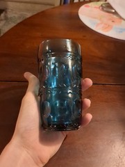 Vtg Indiana Glass Kings Crown Marine Blue Tumblers 12 Oz