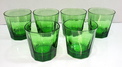 Seneca Green Paneled Optic Old Fashioned Rocks Glasses Set of 6 HTF