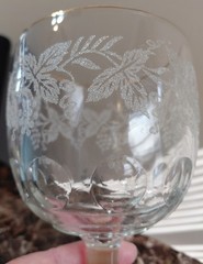 Vintage Bartlett-Collins Grape and Leaf Thumbprint Glass Water Goblet