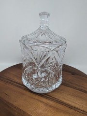 Cristal J G Durand Vincennes Biscuit Barrel & Lid Crystal France Vintage