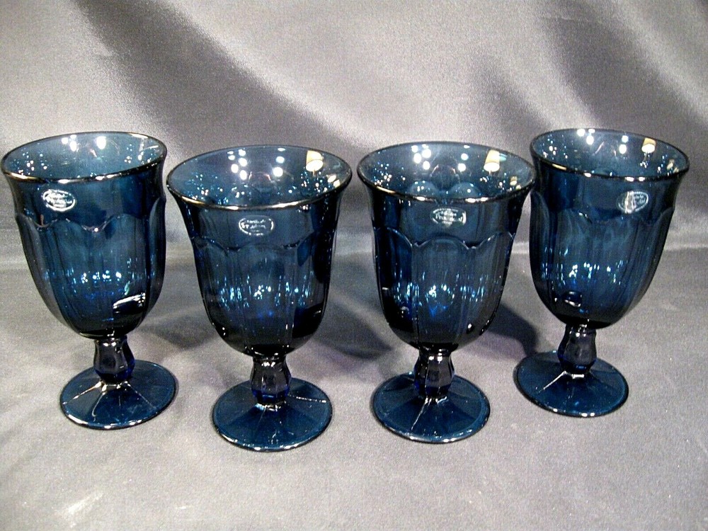 Noritake Provincial Colonial Dark Blue Iced Tea Glasses Set of 4