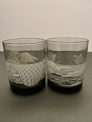 Vintage Libbey McDonalds Hawaii Etched Glass Tumblers. Set of 2.