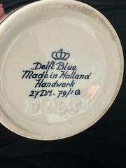 Vintage Blue Delft`s Porcelain «Zeer Oude Genever» Bottle Made In Holland