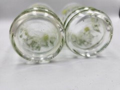 Set Of 2 Vintage Juice Glasses With Green Leaf Design