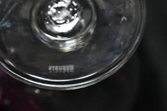 STEUBEN Clear Glass with Decorative Purple Handle and Rim