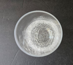 Pier 1 CRACKLE Slanted Angled RIM Glass Stemless Wine Glass 5 3/4 » Tall