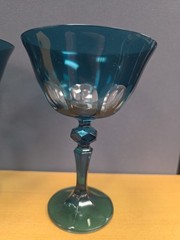 Set Of 4 Acqua Rialto Coupe Glasses By Sir Madam Millicent/ Teal Elegant Barware