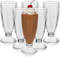 Fountain Shoppe Milkshake Glasses Set of 6 – Classic Old Fashioned Rootbeer F…