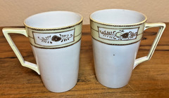 Vintage set of Two Nippon Hand Painted Lemonade/ Cider Cups/White/Gold Gilding