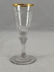 Bohemian Harrach Engraved Julius / July Gilt Cut Glass Wine Circa 1770-1800