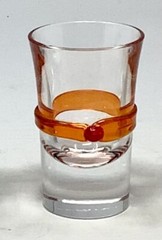 One Salviati Murano Italy Crystal “Bassorilievi” Shot Glass Orange Band Signed