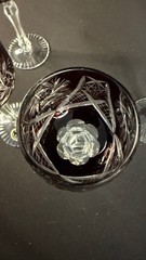VInatge Set of 4 Ruby Red Cut to Clear Hungarian Wine Goblets