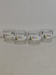 Vintage 4 Sango Silent Night Beverage/Juice Glass Barware Christmas Winter 8 oz