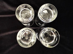 1960s Glass SWAN & CATTAIL WHITE Clear Glasses Tumblers – Set of 4 – 5.25″H MCM